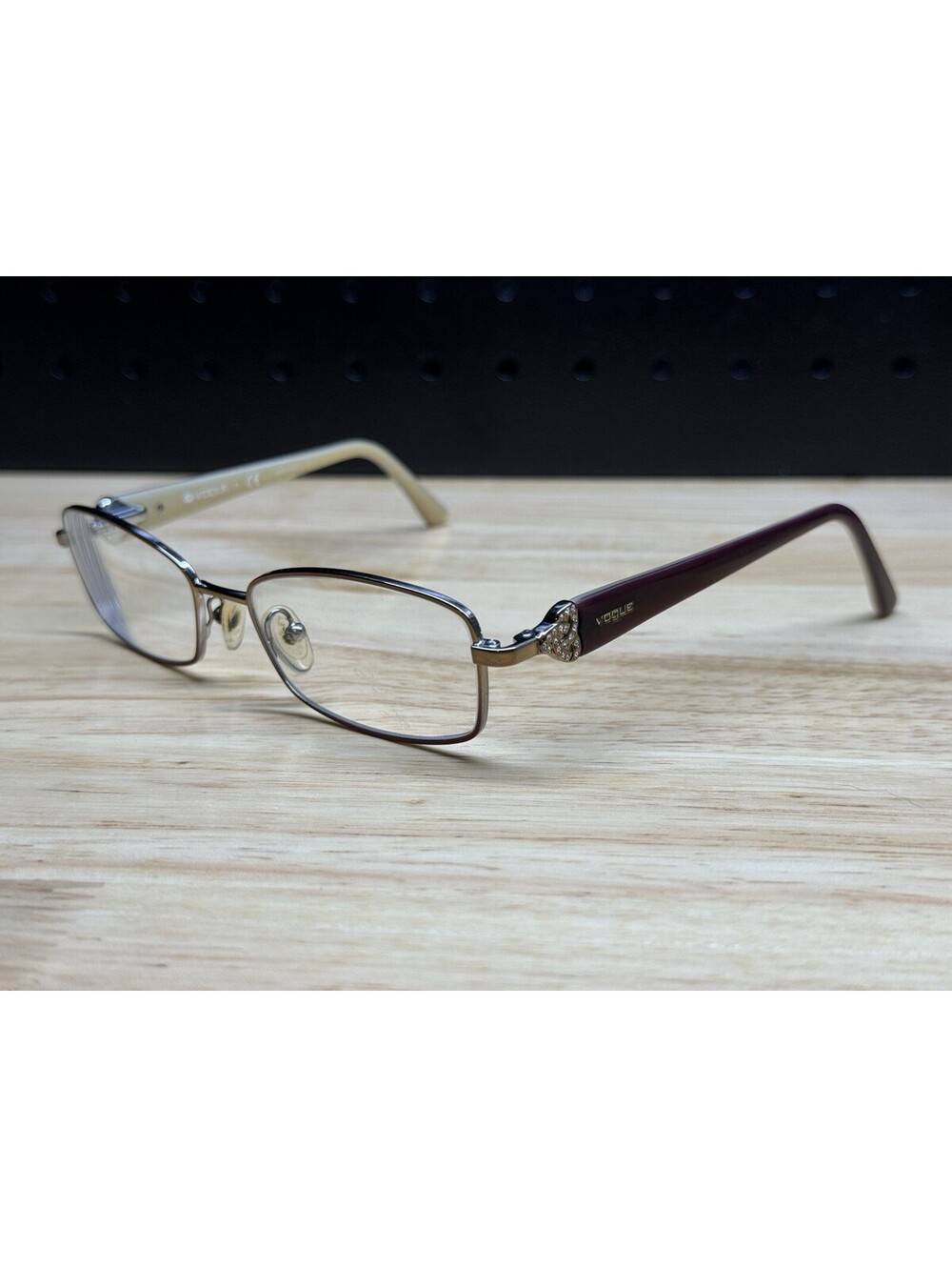 Vogue VO 3845-B 896 Brown Burgundy Rhinestone Heart Eyeglasses Frames 52-16-135